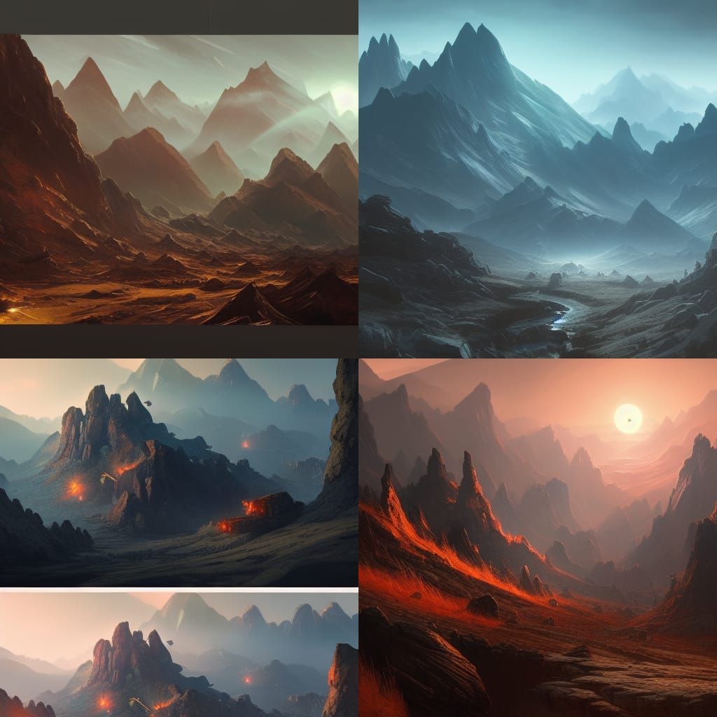 Radioactive Mountain Landscape in Dark Fantasy Style