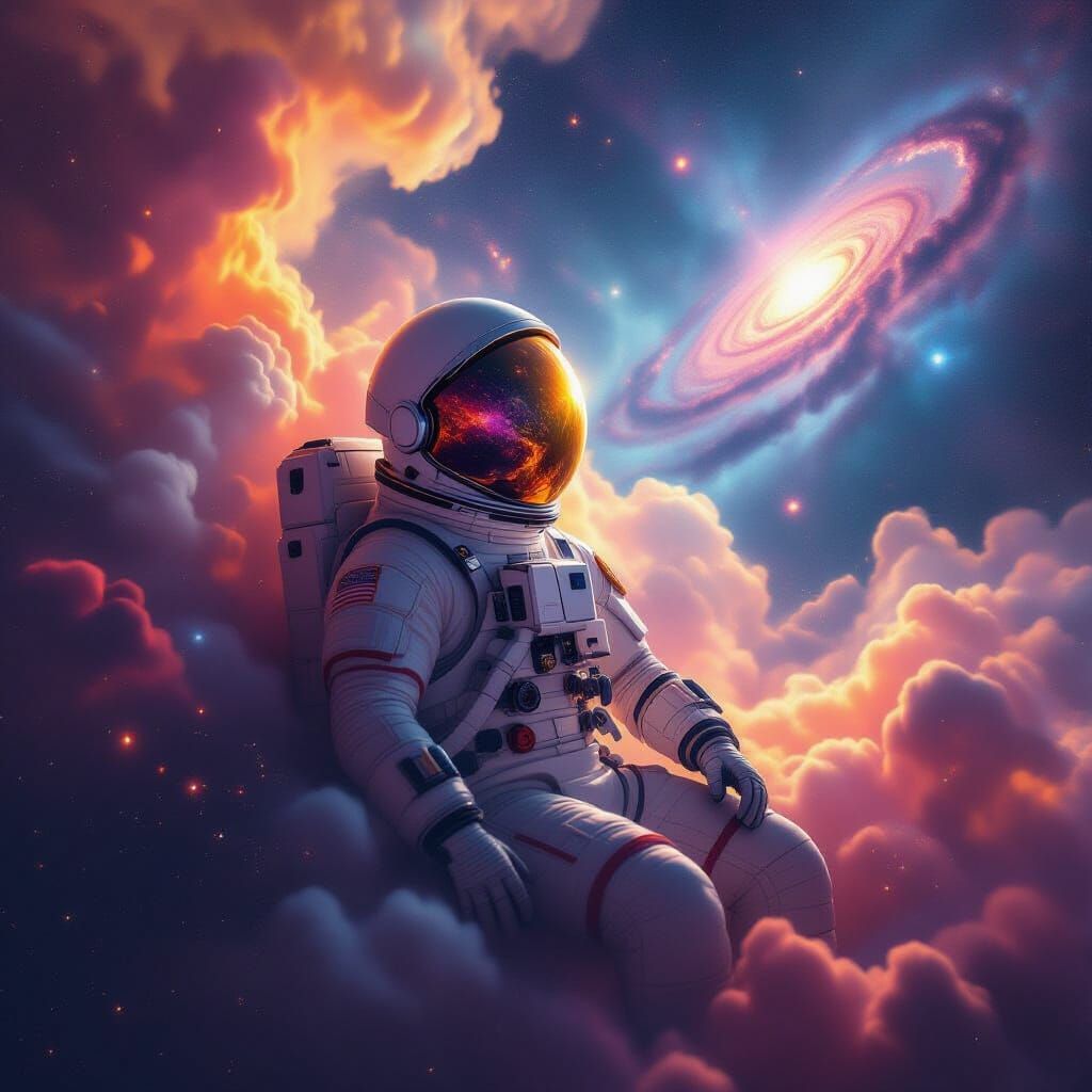 Astronaut Lost in Cosmic Nebula: A Deep Space Vision
