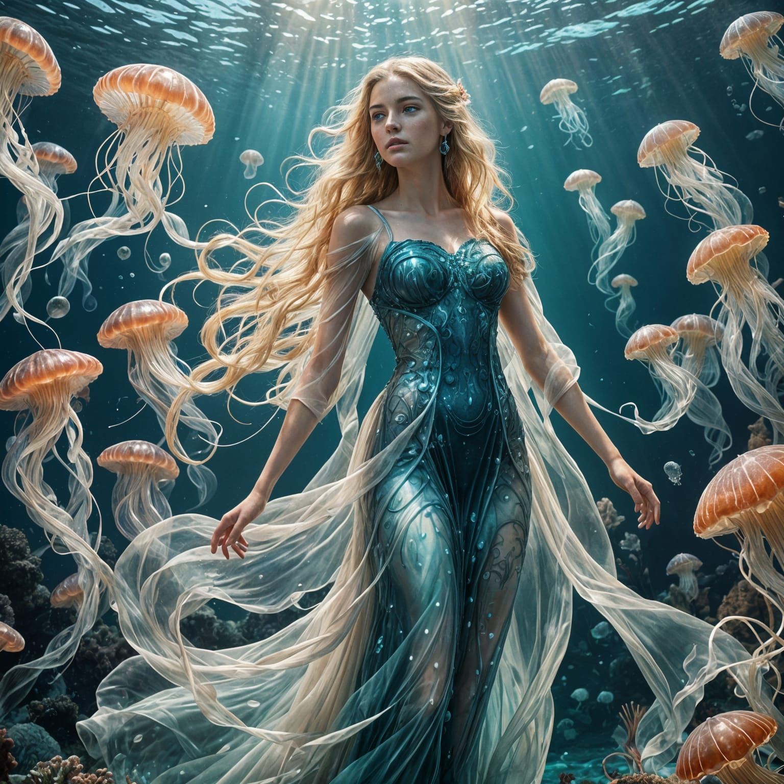 Underwater Kingdom: Woman in Jellyfish Gown
