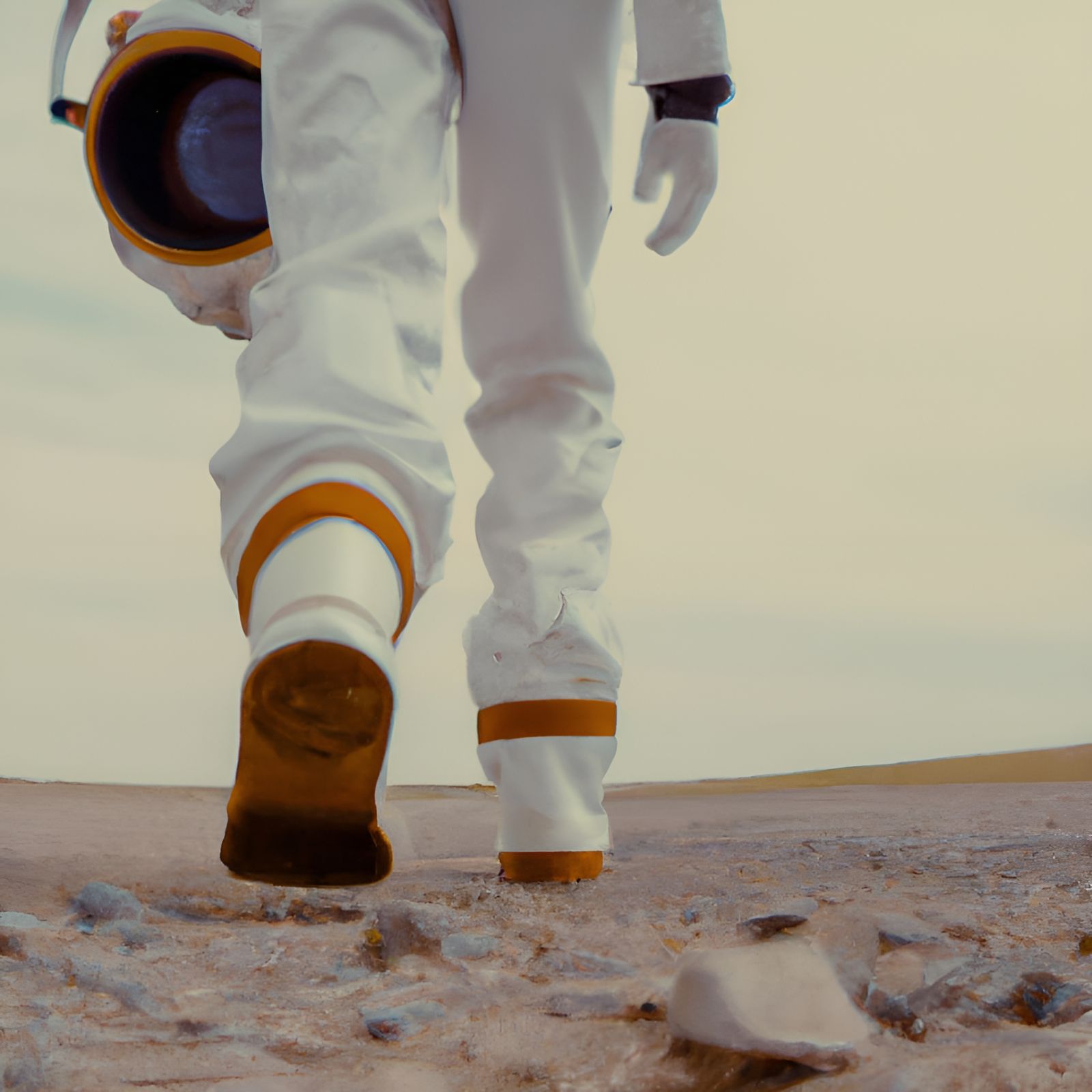 Astronaut's First Step on New Planet, Retro Photo