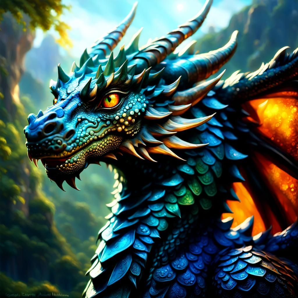 Adorable Mythical Dragon Portrait in Anime Style