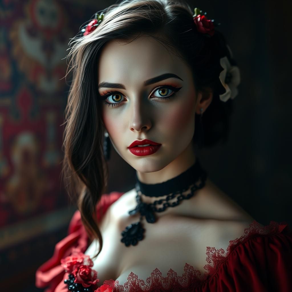 Lydia Deetz Portrait in Gothic Wedding Dress