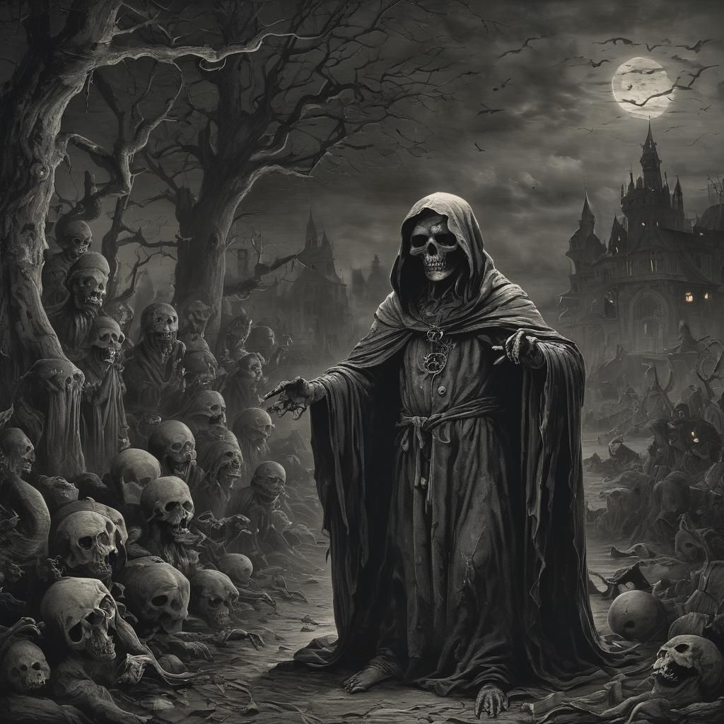 Horror Halloween in Gustave Doré Style