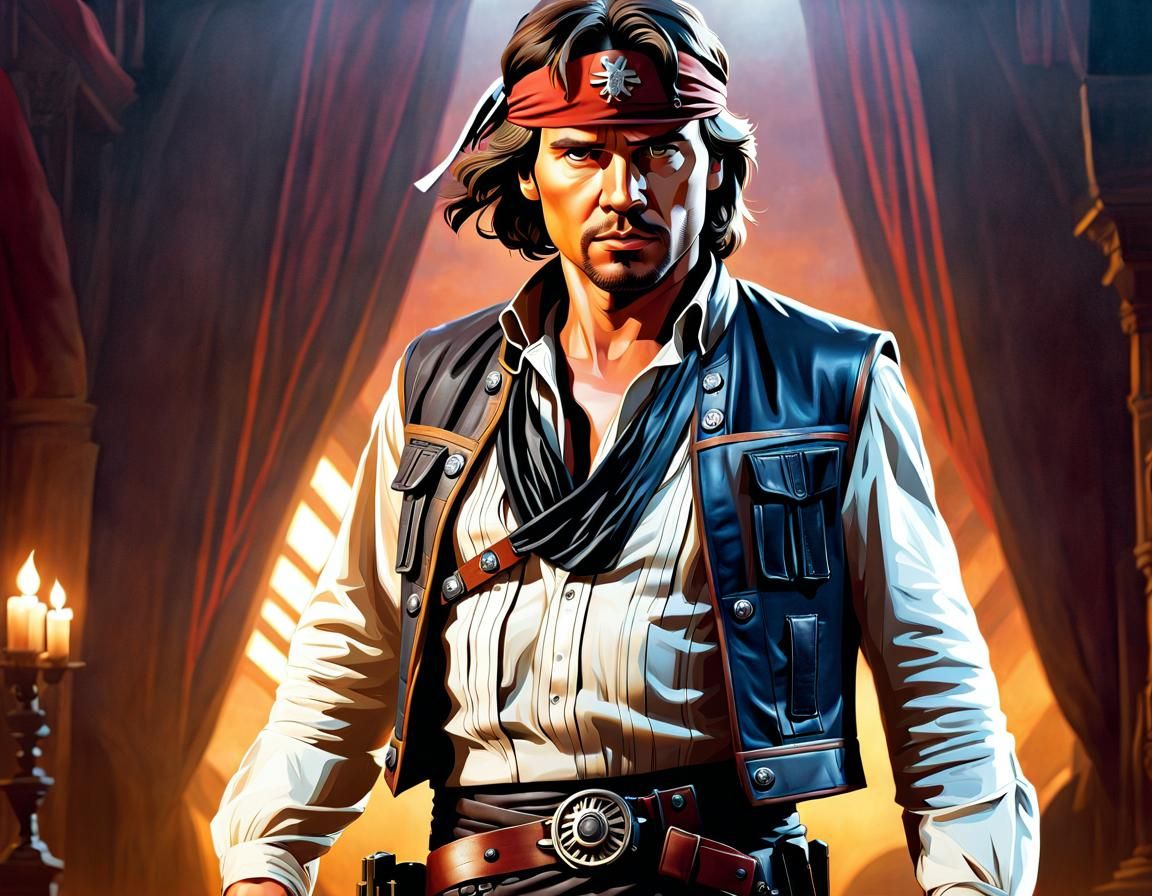 Han Solo as Jack Sparrow: Detailed 3D Portrait
