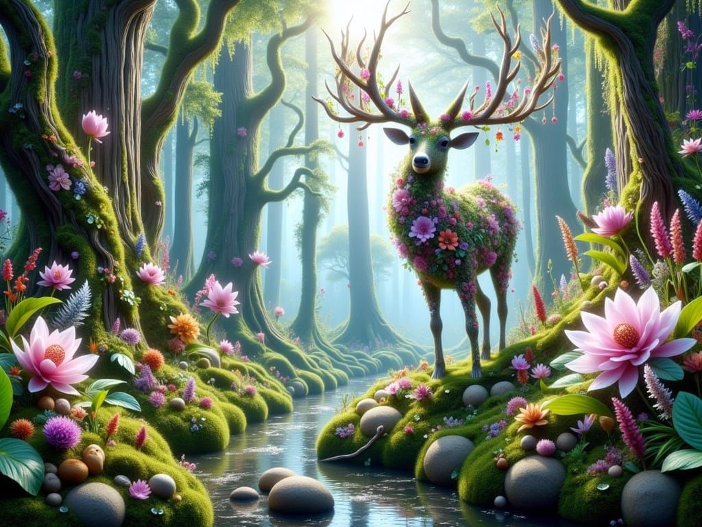 Enchanted Deer Ent in Crystal Forest