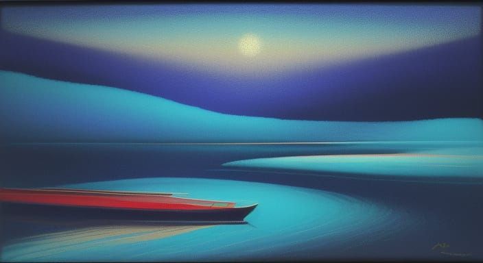 Ethereal Surrealism: A Gently Flowing River in a Serene Land...