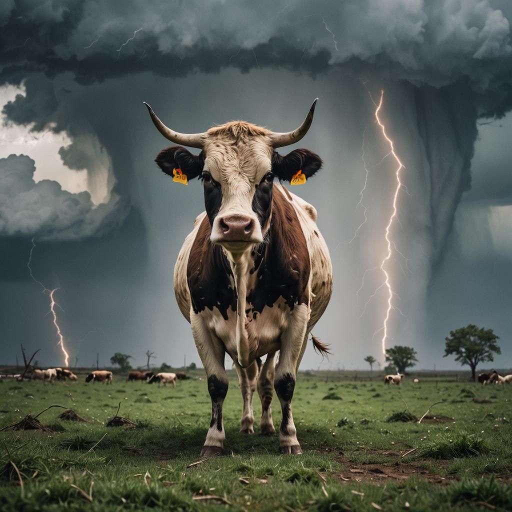 Cow Inside Tornado: Professional Photography