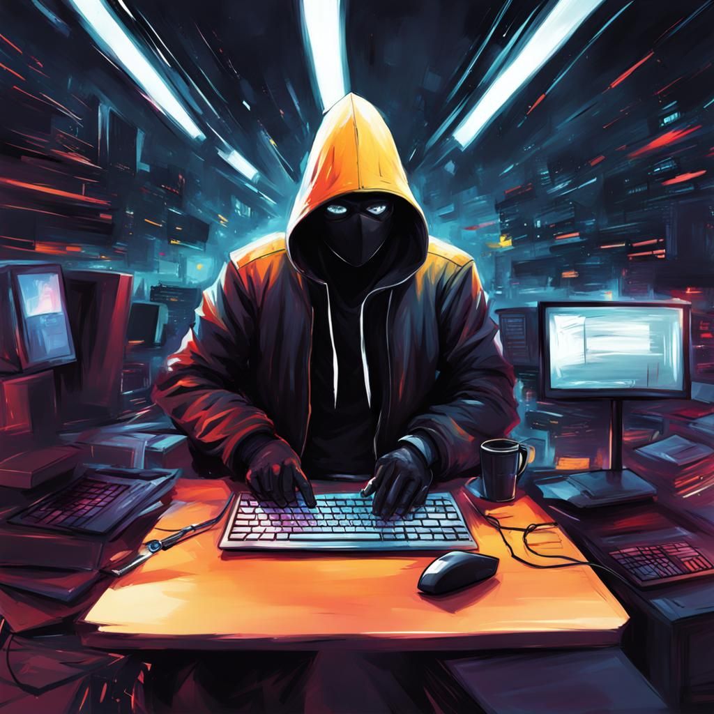 Messy Speed Paint of a Hacker with Fun Background