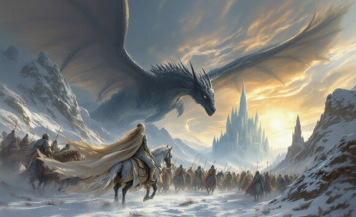 Ethereal Princess Leads Knights into Battle against a Majest...