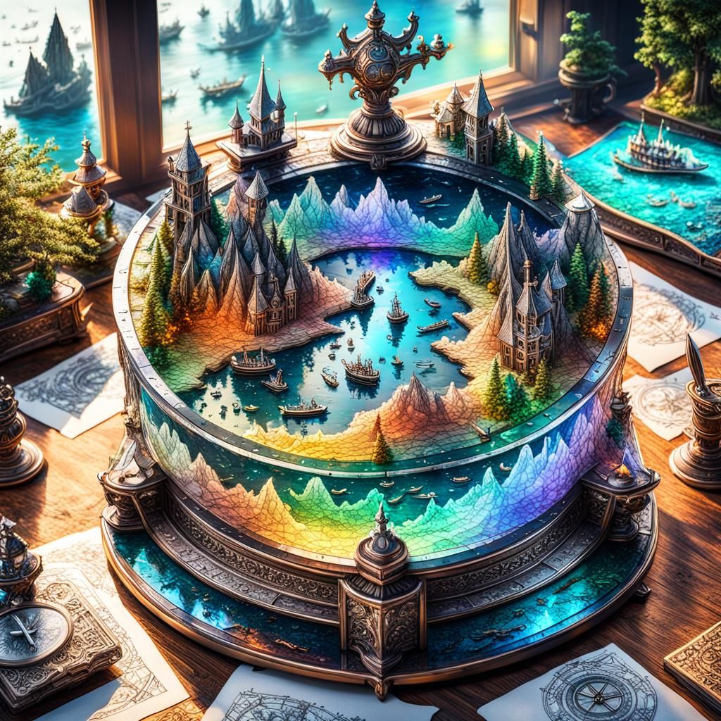 Medieval Crystal Map with Rainbow Gradient Colors