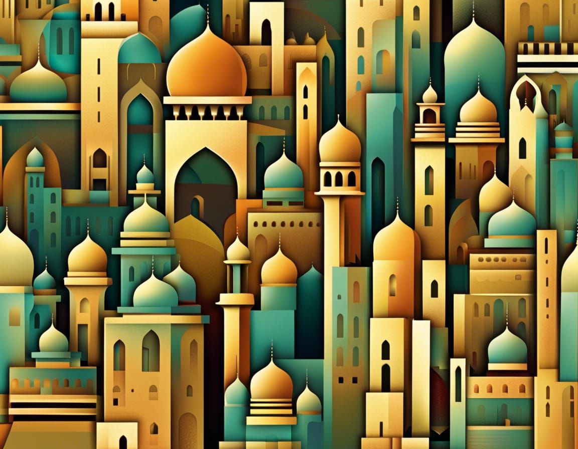 Abstract Arabian Cityscape in Artistic Style