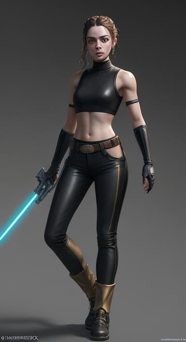 Padme Portrait in Low Waist Leggings, Detailed Art