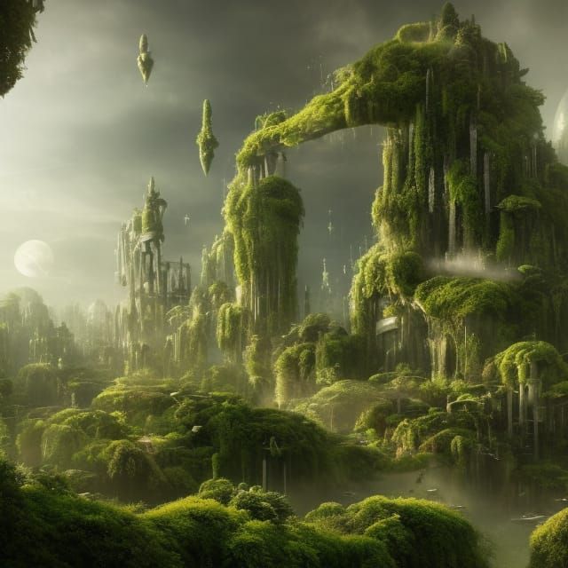 Green Future City with Floating Gardens