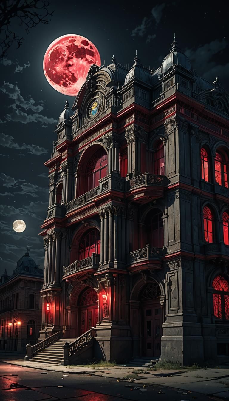 Ethereal Gothic Dreamscape: Abandoned Opera House at Dusk