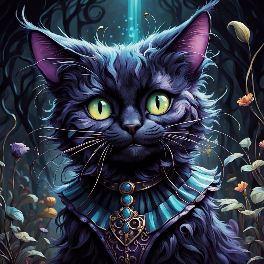 Vibrant Sassy Cat in Whimsical Wonderland