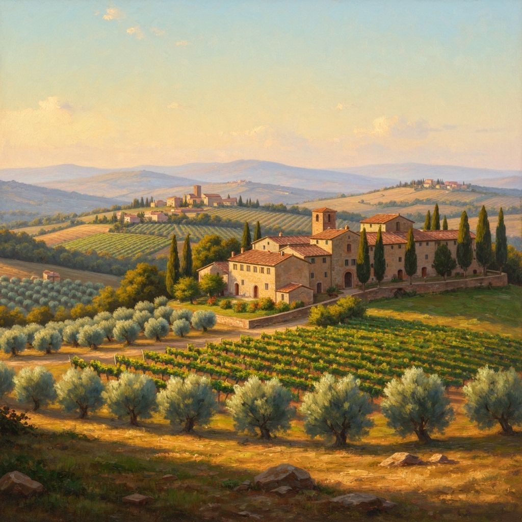 Tuscan Village at Golden Hour Oil Painting