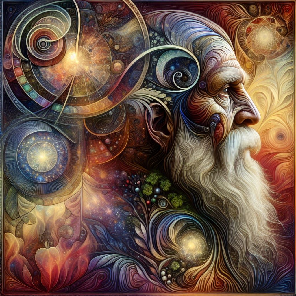 Druid of Four Seasons: Surreal Digital Art