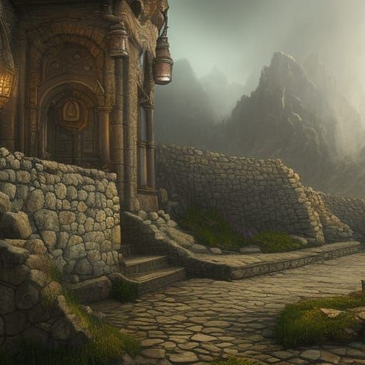 Fantastical Stone Walls in Detailed Matte Painting