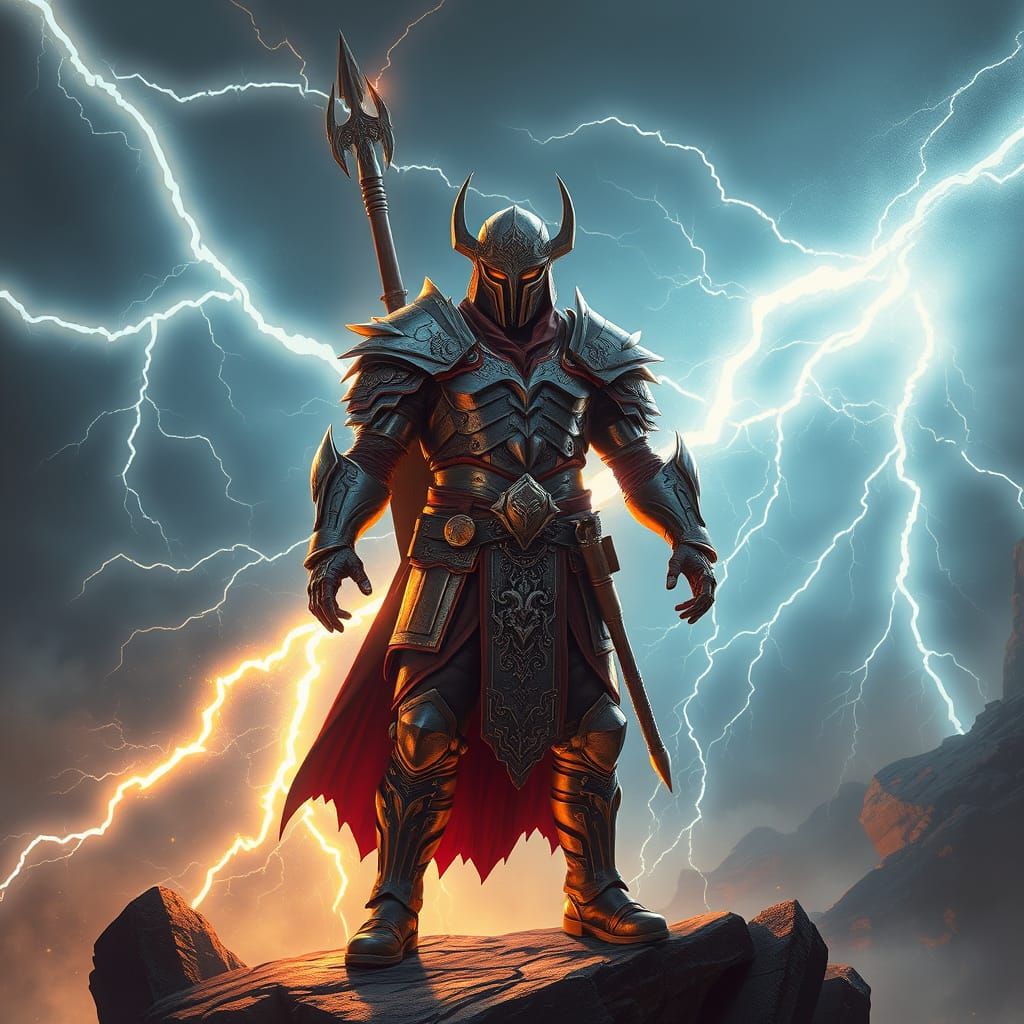 Heroic Warrior in Futuristic Realm