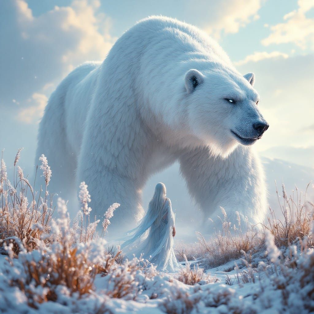 Ethereal Elven Shapeshifter Transforms into Majestic Polar B...