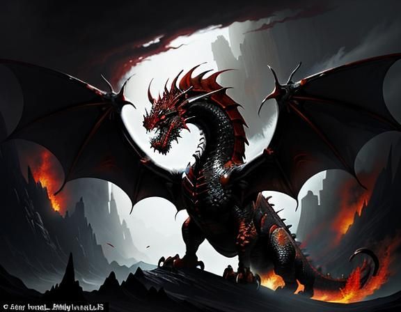 Fiery Dragon in Dynamic Fantasy Art Style