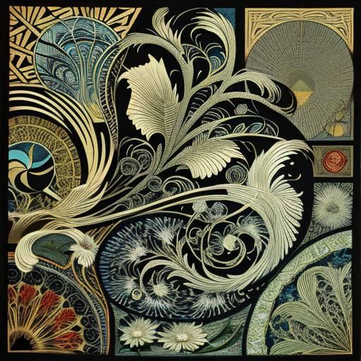 Intricate Calligraphic Art Nouveau Design