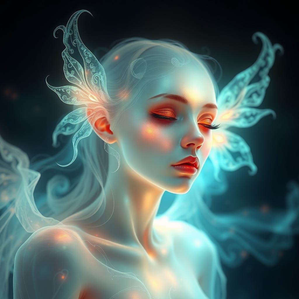 Ethereal Spirit Goddess in Vibrant Art Nouveau Style