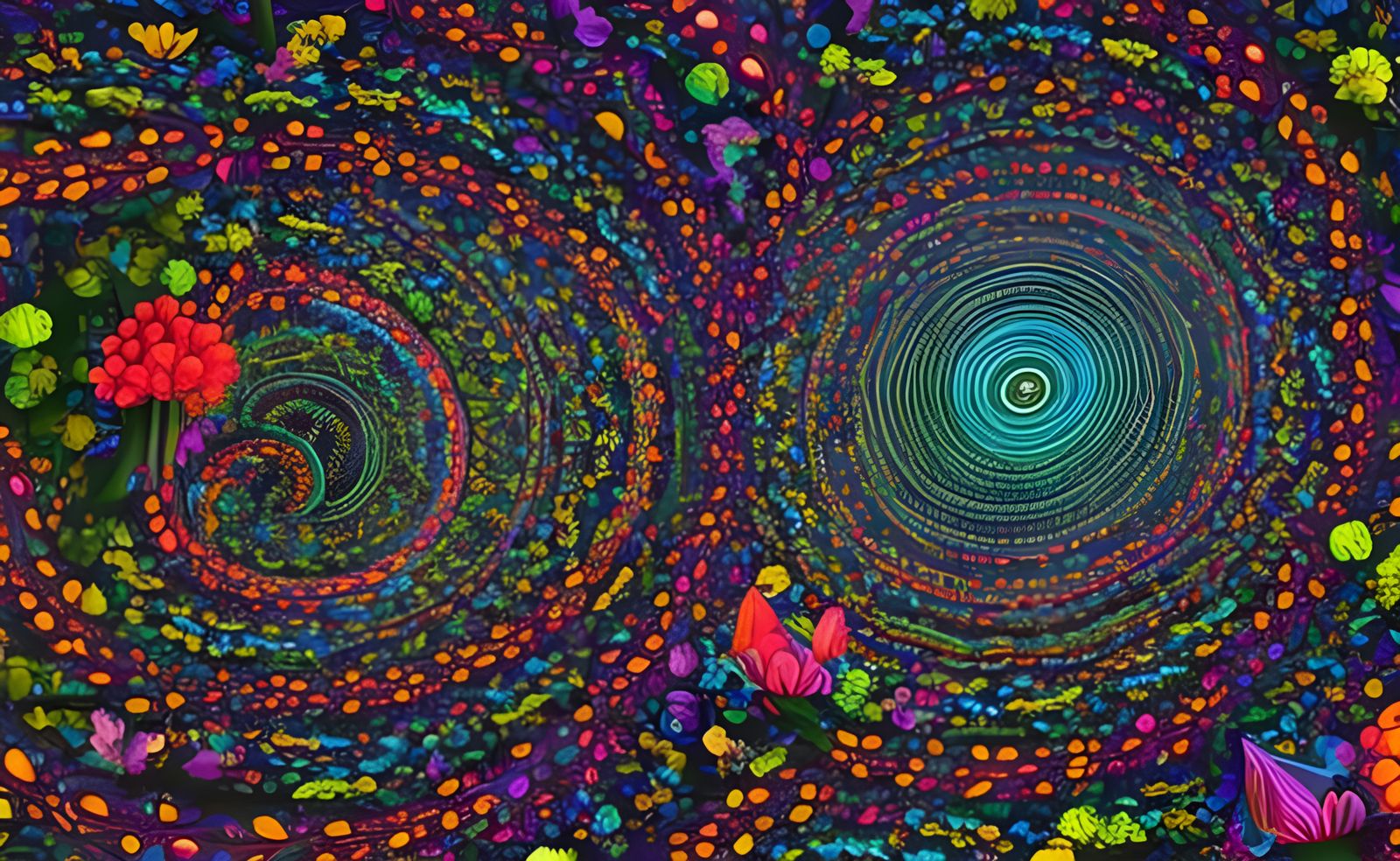 Mystical Multicolored Labyrinth with Glowing Flora