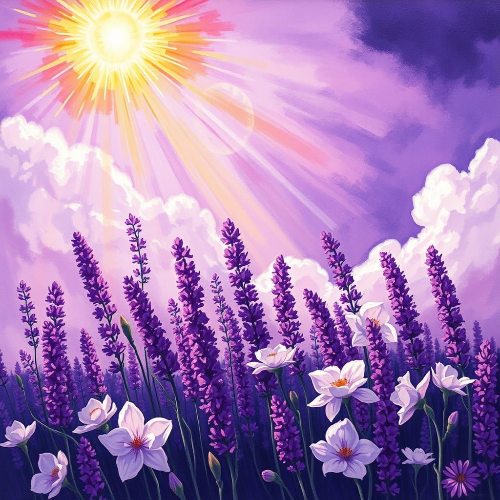 Divine Birthday Wishes in Vibrant Violet Impressionist Maste...