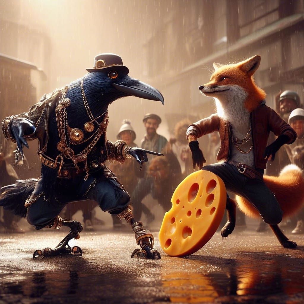 The Raven and the Fox revisited - Fable by Jean de la Fontaine