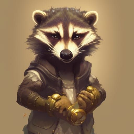 Adventurer Raccoon Mother: Digital Painting Portrait