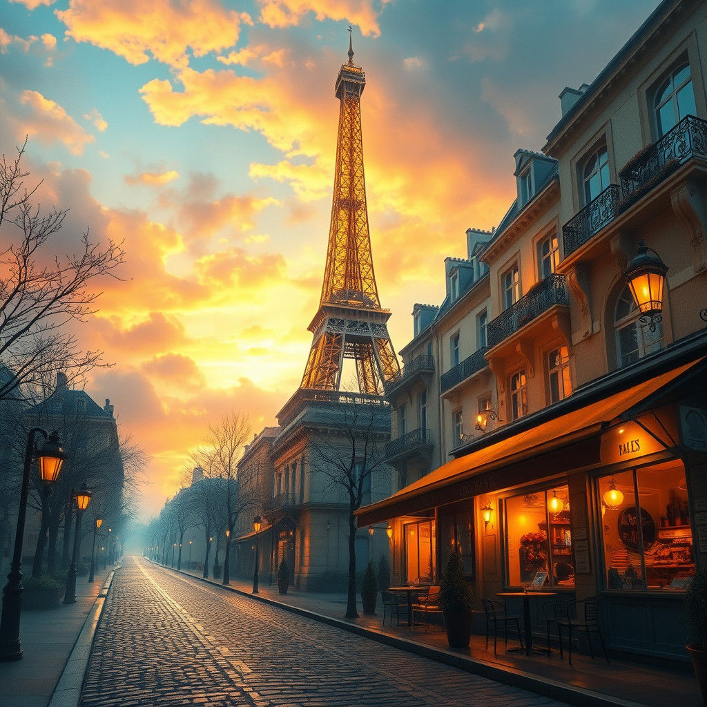 Eiffel Tower at Twilight: A Fantasy Concept Art