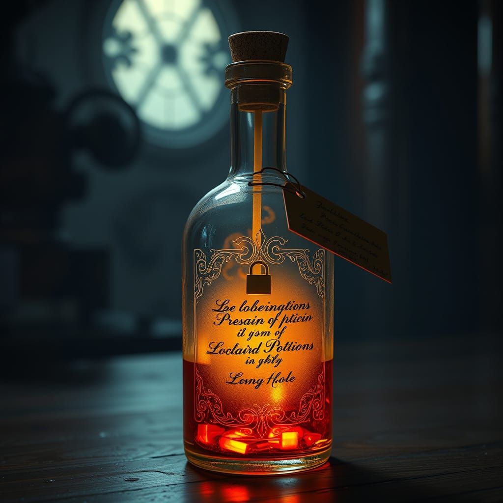Mystical Lockpick Potion in Ornate Glass Bottle