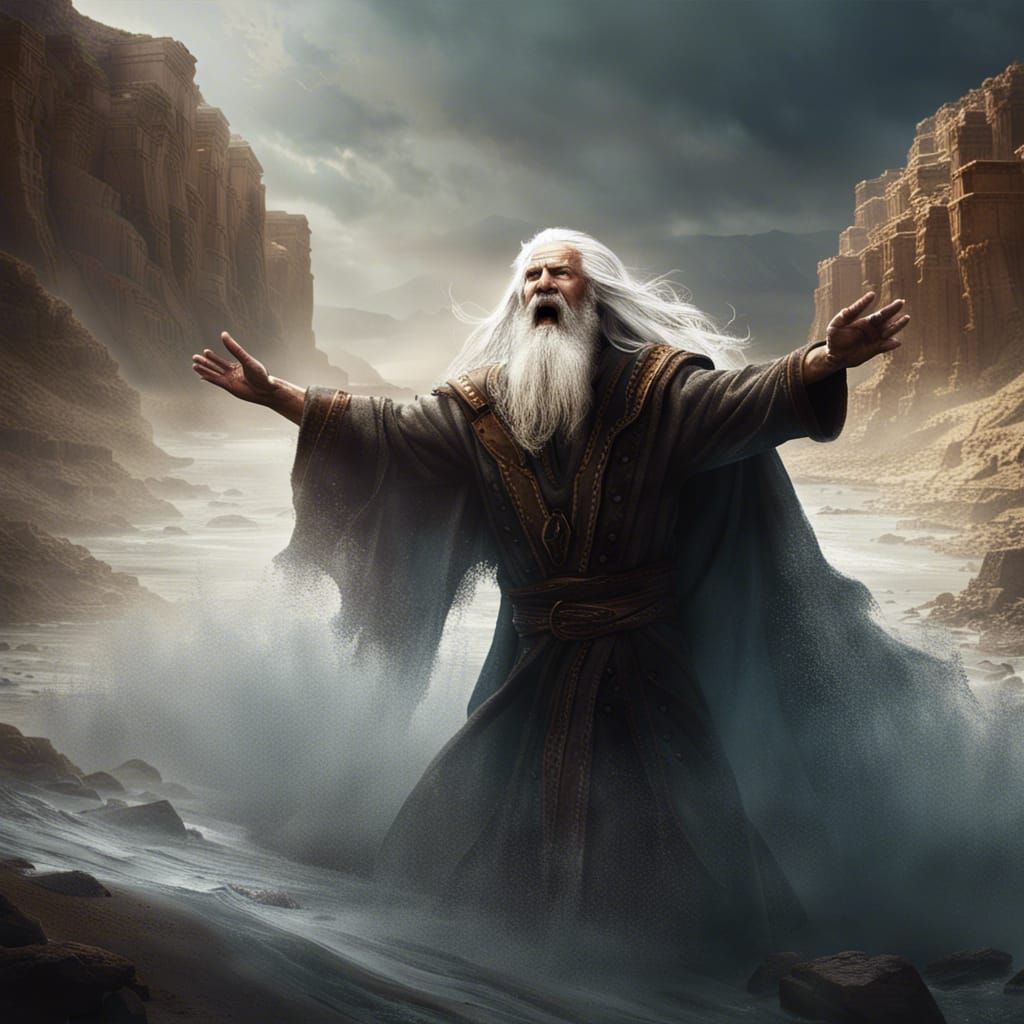 Epic Biblical Scene: Moses Parting the Waters
