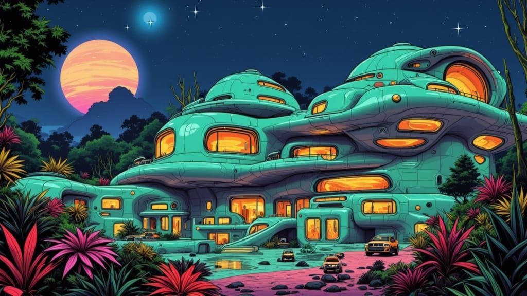 Retro Offworld Living Complex in Googie Style