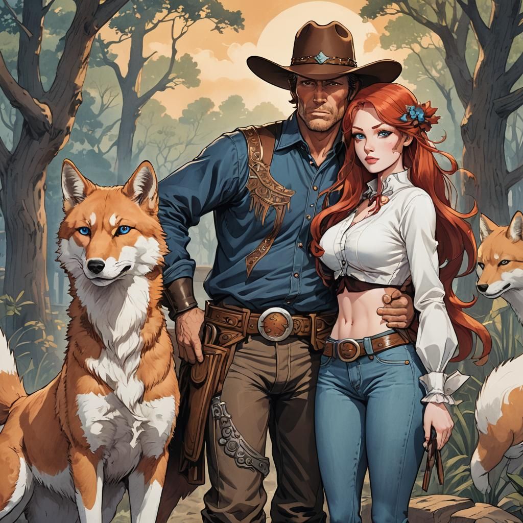 Cowboy and Vargas Girl with Kitsune