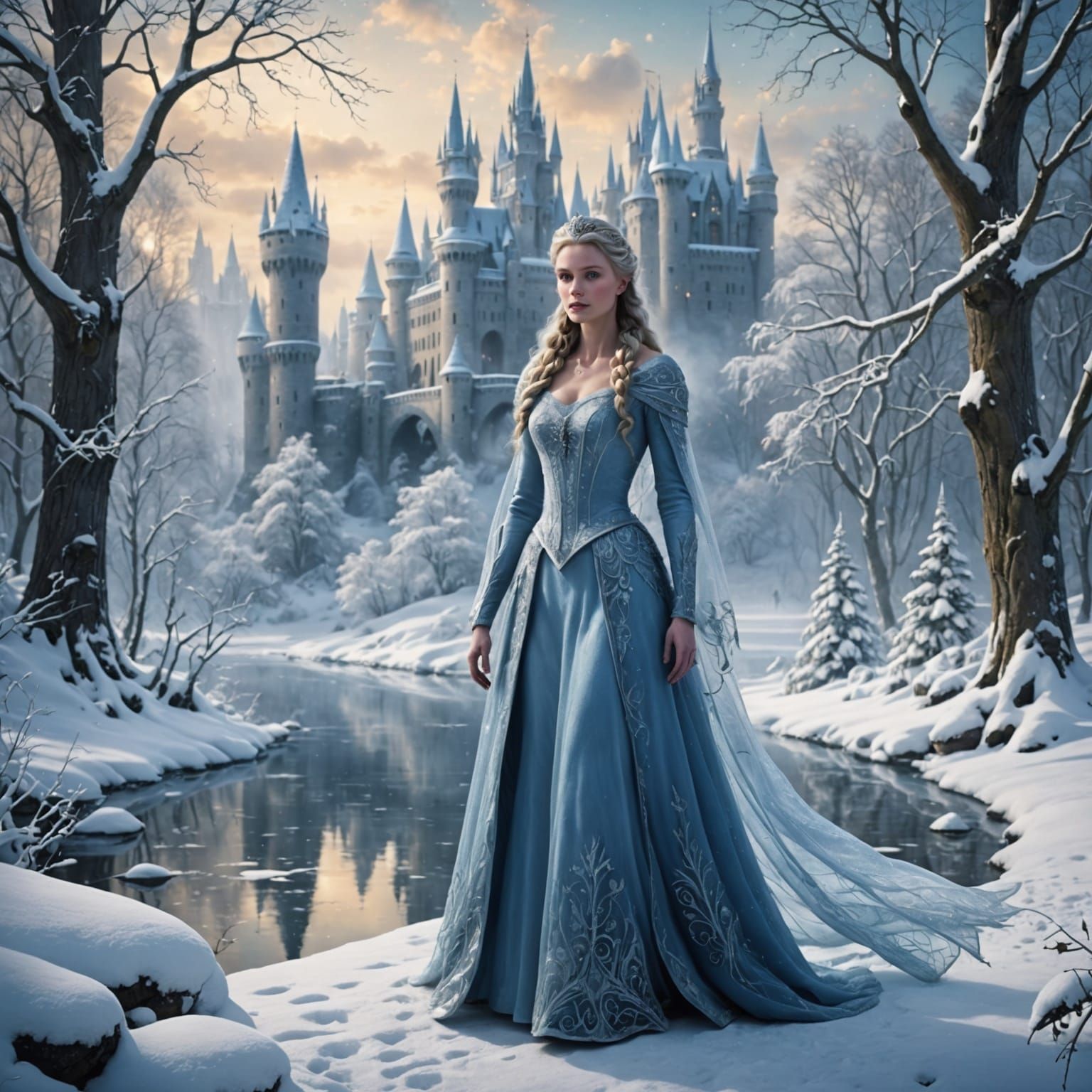 Snow Queen's Winter Wonderland in Ethereal Ice Sculpture