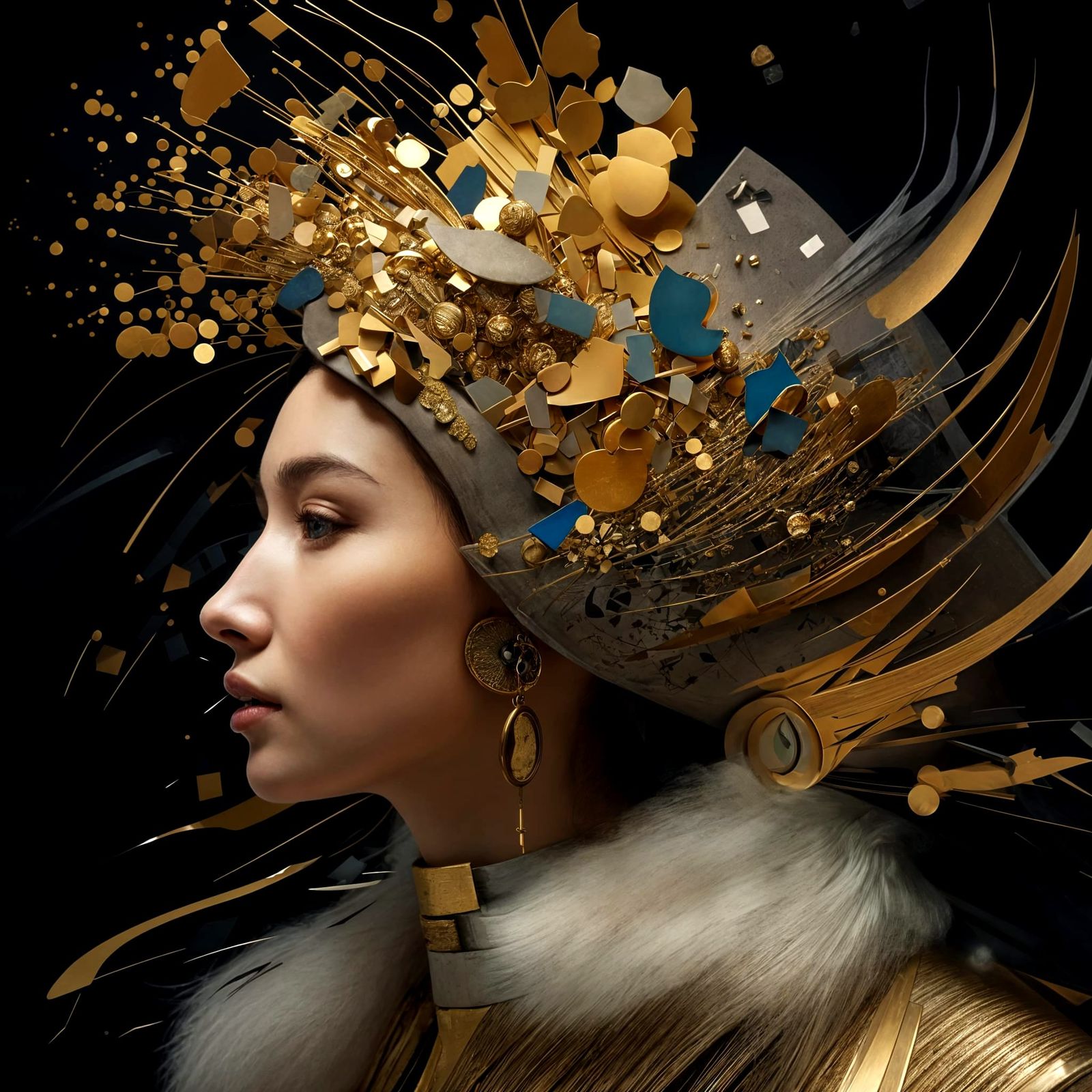 Golden Abstract Cycles: Hyperrealistic Digital Matte Paintin...