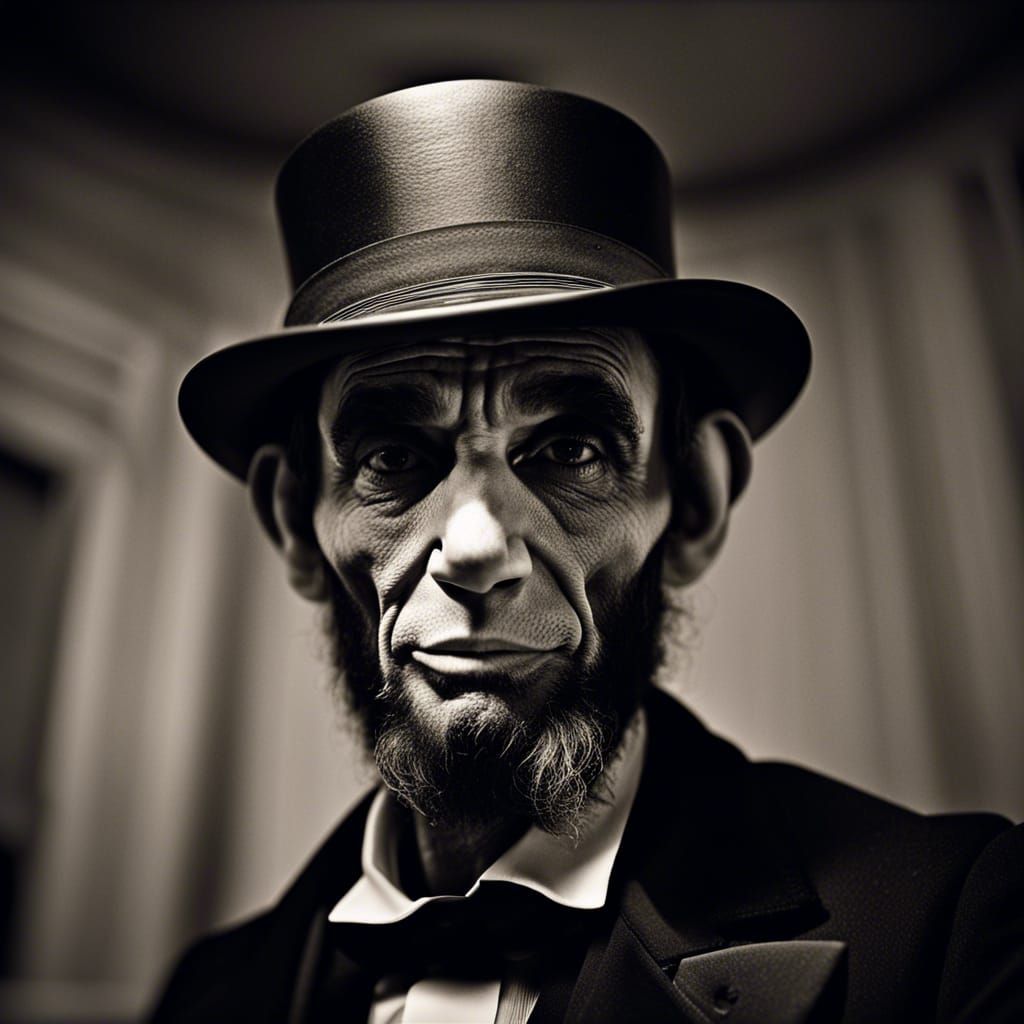 Abraham Lincoln at Ford's theater taking a selfie