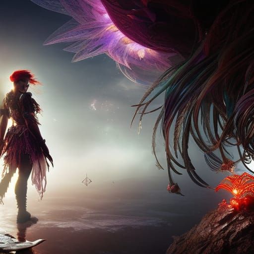 Cyberpunk Girl with Spiderwebs and Bioluminescence