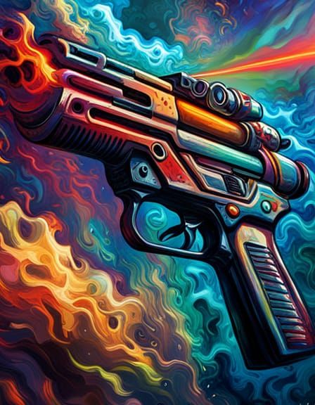 Sci-Fi Laser Rifle in Graffiti Art Style
