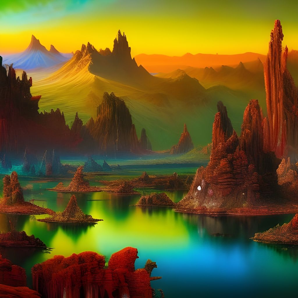 Surreal Alien Landscape in Fantastic Realism Style