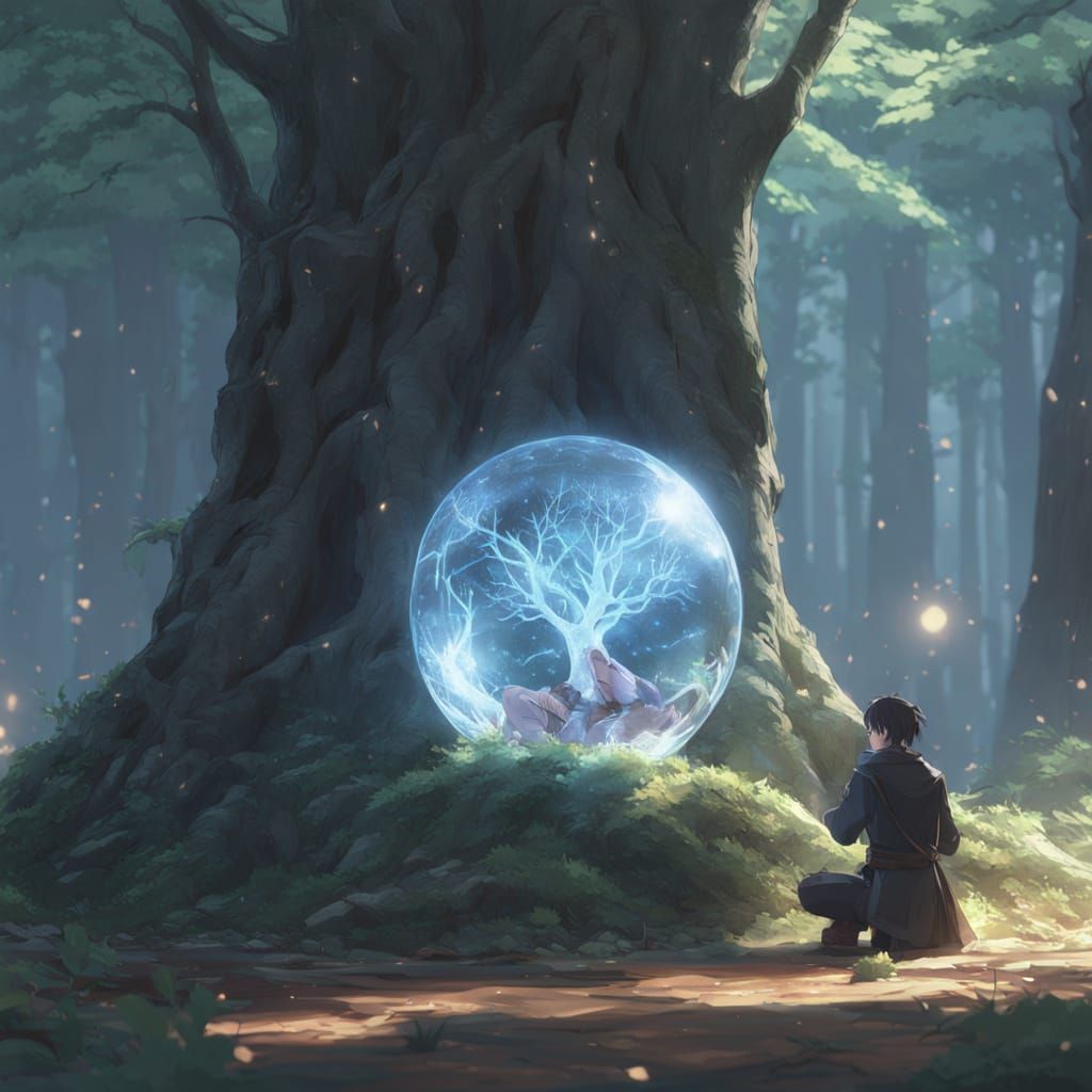 Medieval Traveler Meets Enchanting Warrior in Misty Forest