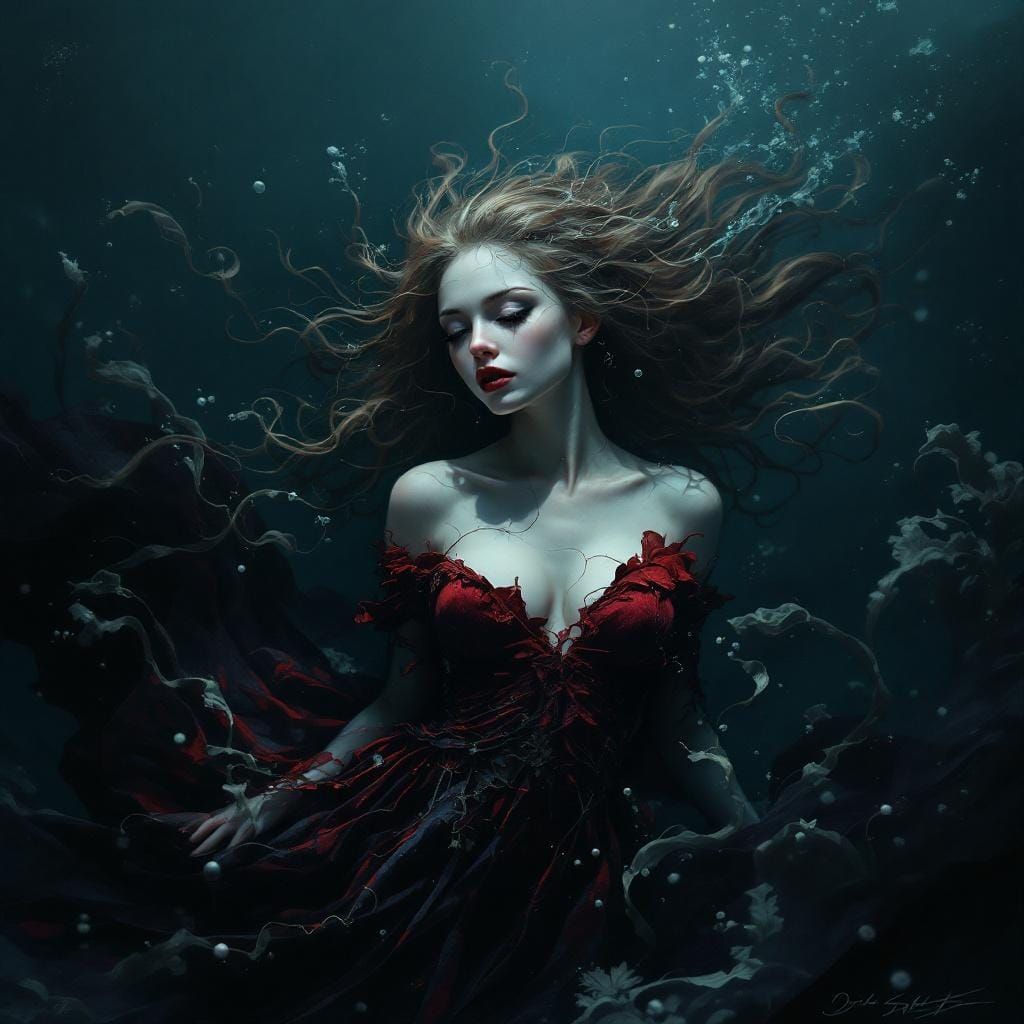 Drowned Queen in Mystical Underwater Realm