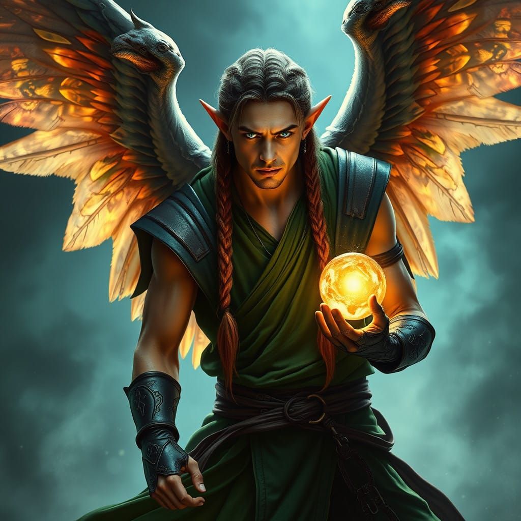 Epic Hyperrealist Warrior in Velvet Green Regalia