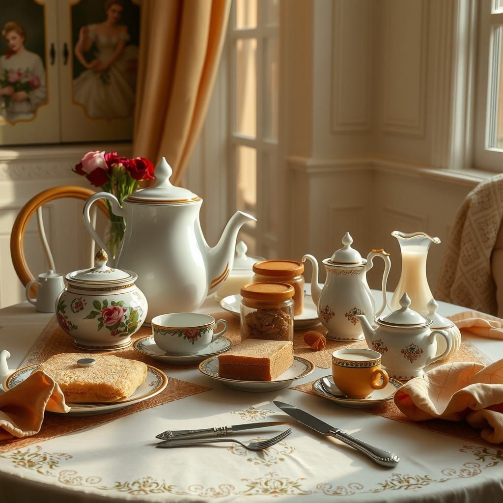 Traditional Russian Morning Breakfast in Photorealistic Styl...