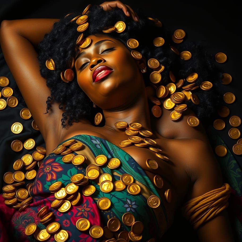 Brazilian Woman Reclining in Baroque Style