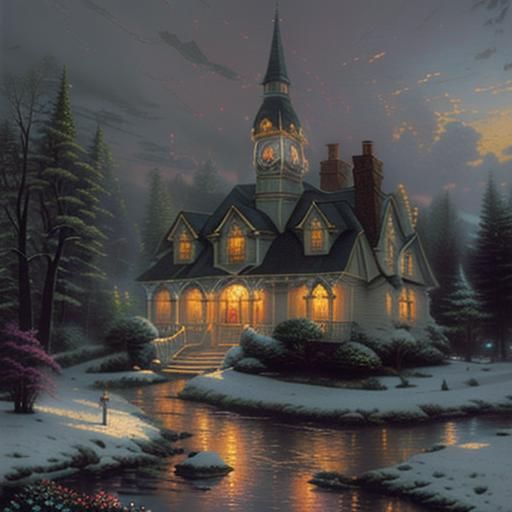 Idyllic Landscape in Kinkade Style