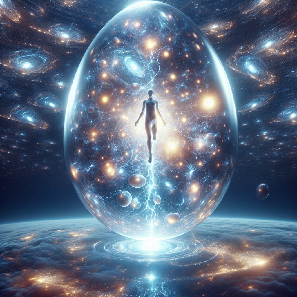 Cosmic Egg Containing Universes in Digital Matte Painting