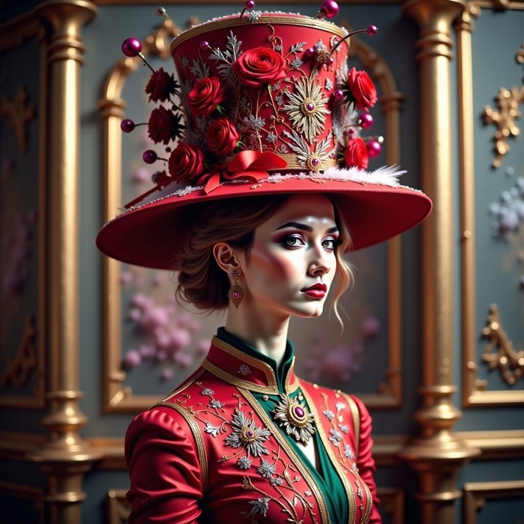 Haute Couture Christmas Hat Fashion Editorial